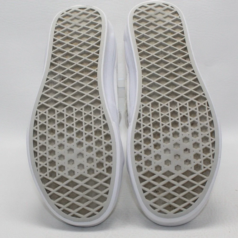 Vans Sk8-Hi High Top Sneakers White Canvas Leather Mens 5.5 Womens‎ 7.0 500714